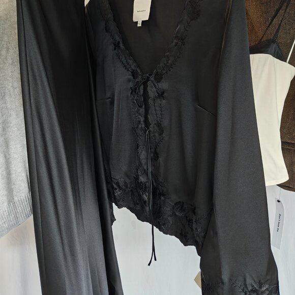 REFORMATION Rosina Silk Top in Black, size S - Picture 3 of 7